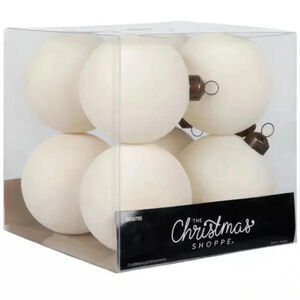Hobby Lobby flocked ornaments velvet holiday balls ivory christmas studio mcgee